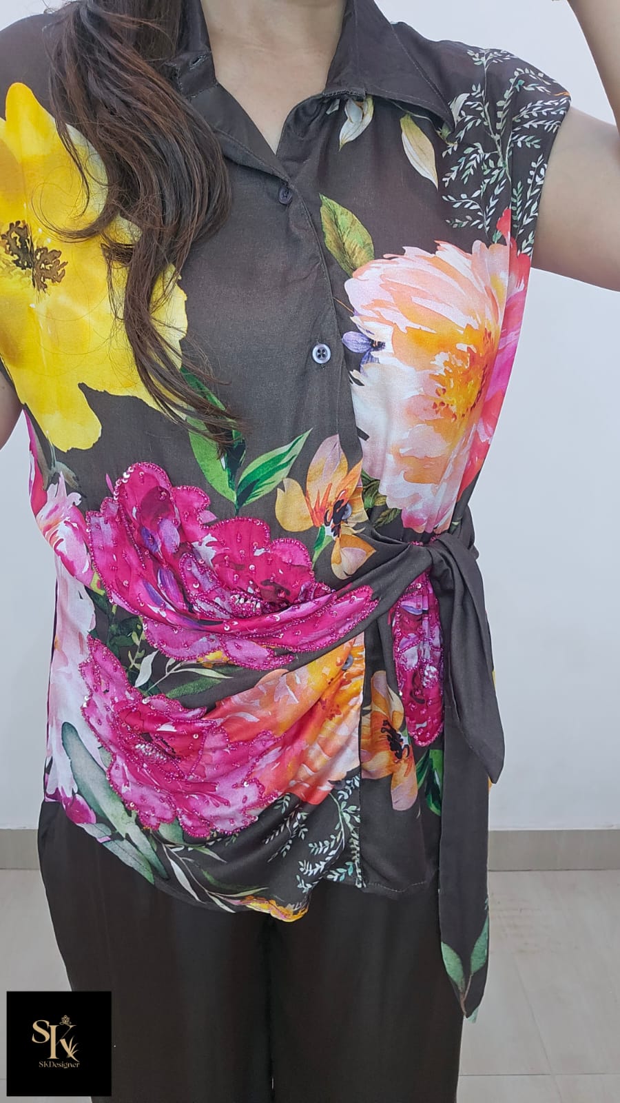 Boutique Luxe Crepe Co-ord Set (Brown)