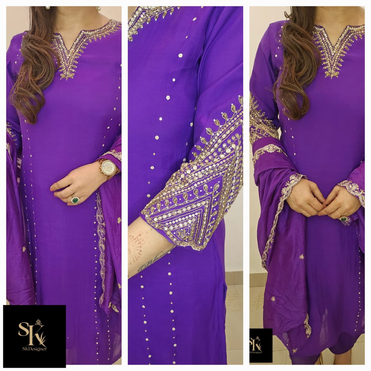 Regal Grace Handworked Mul Chanderi Suit Set