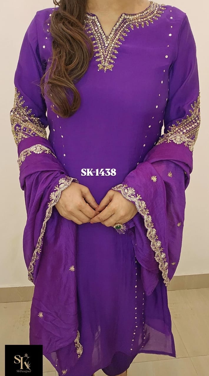 Regal Grace Handworked Mul Chanderi Suit Set