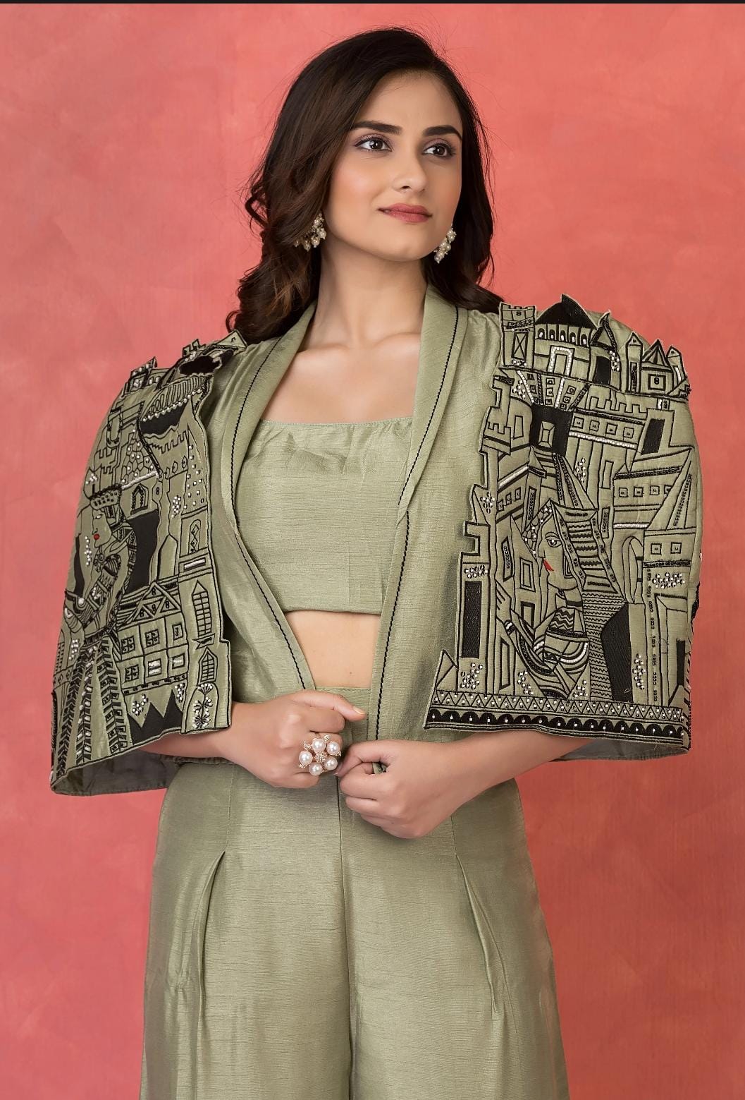 Silk Symphony Cape Co-ord (Green)