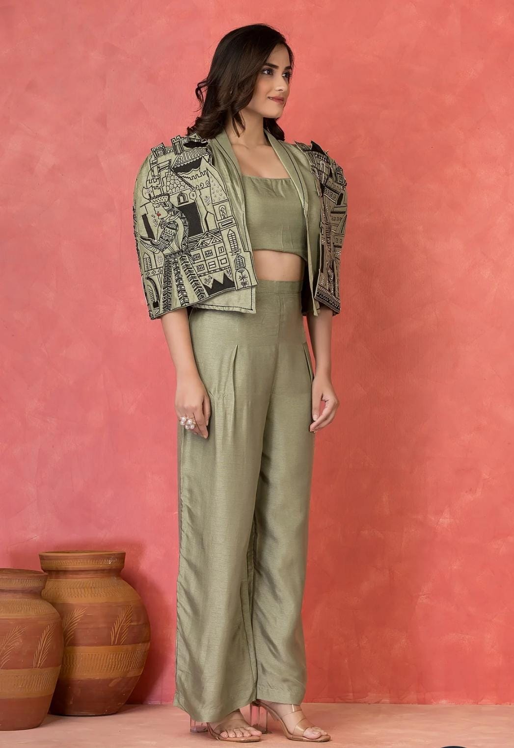 Silk Symphony Cape Co-ord (Green)