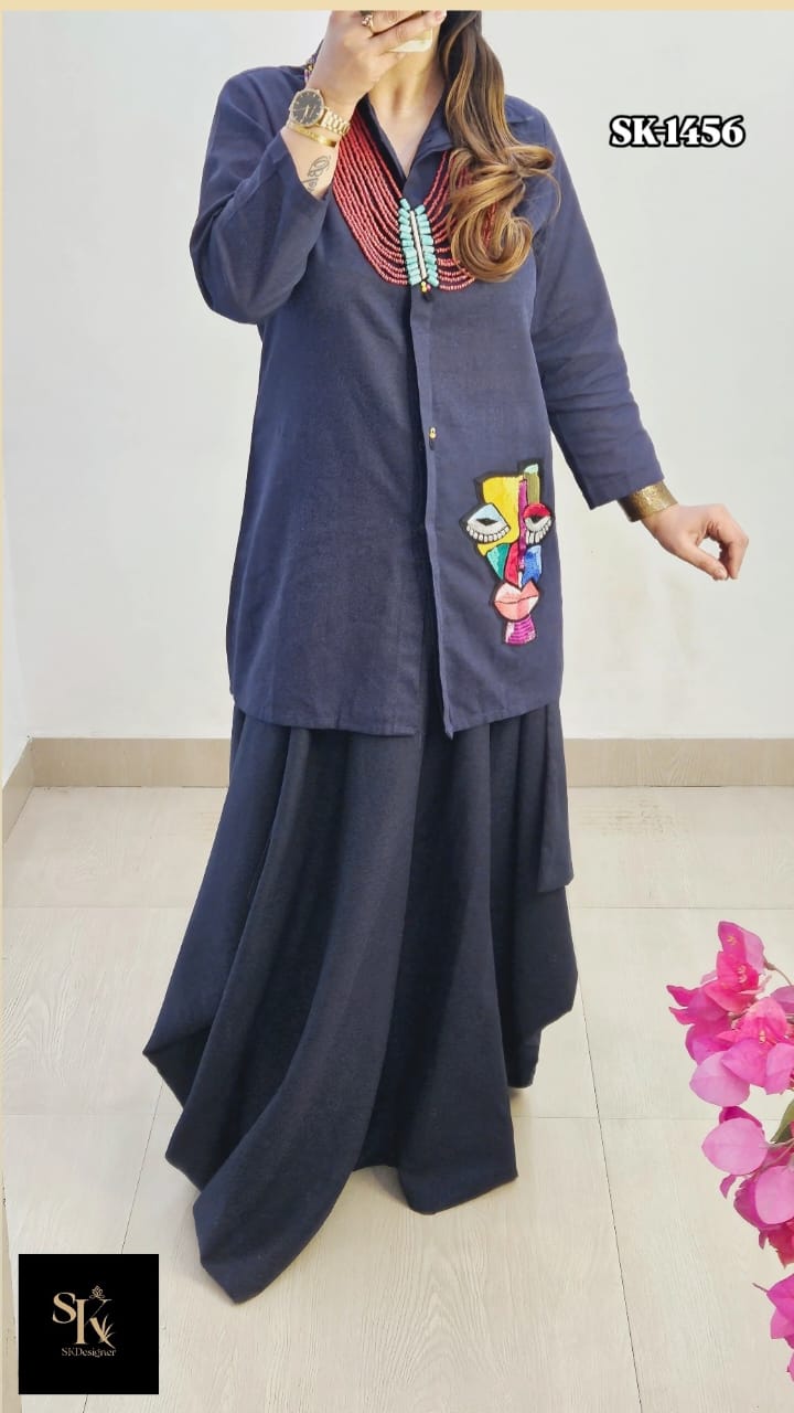 Sunset Muse Drape Skirt Set (Blue)