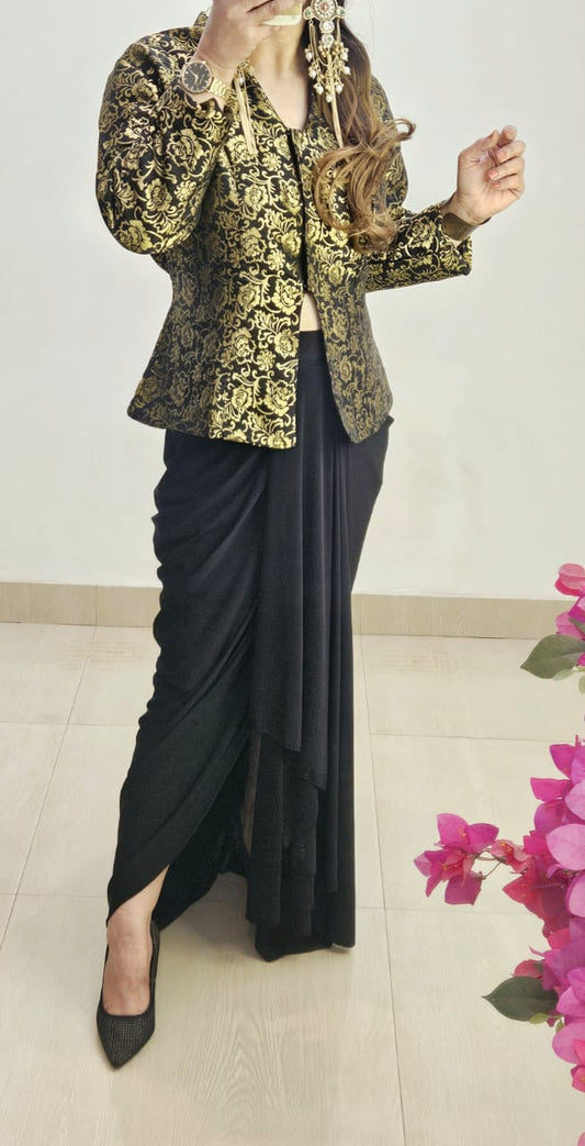 Royal Brocade Drape Luxe Set (Black)