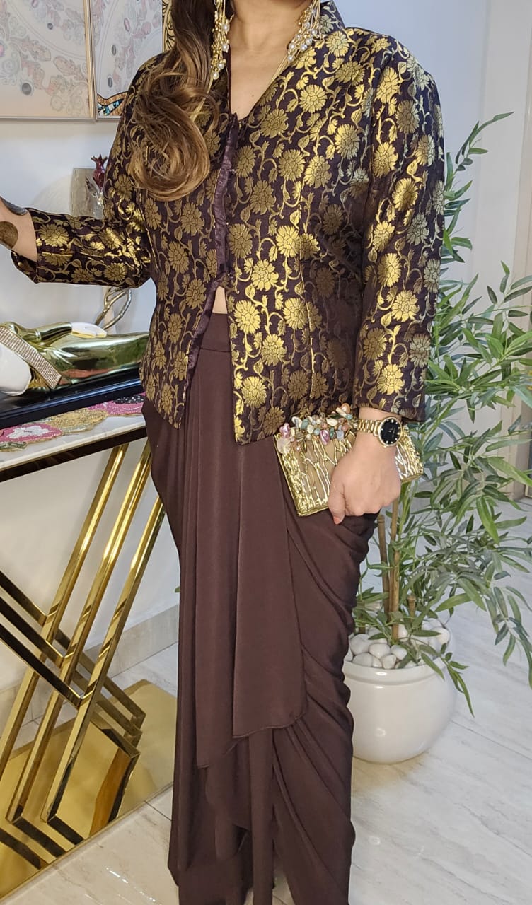 Royal Brocade Drape Luxe Set (Brown)