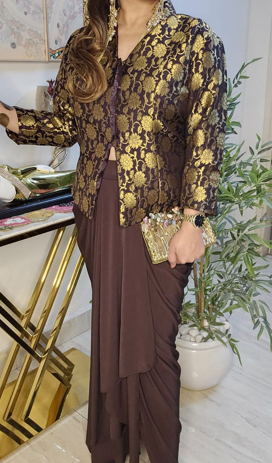 Royal Brocade Drape Luxe Set (Brown)