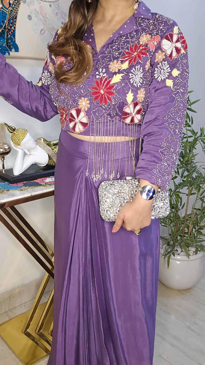 LAVENDER GLAM DRAPE CROP SET