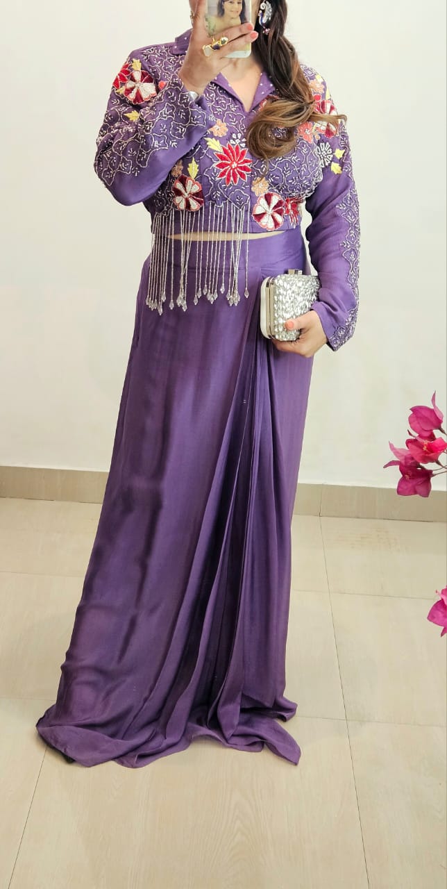 LAVENDER GLAM DRAPE CROP SET