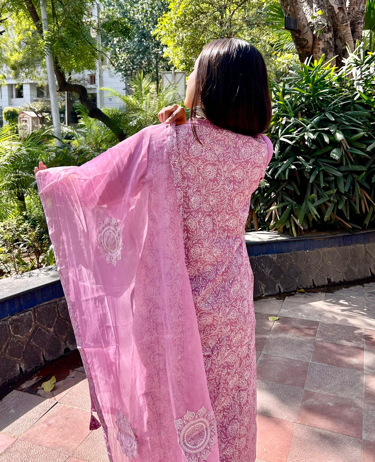 Summer Grace Patchwork Kurta Set (Pink)