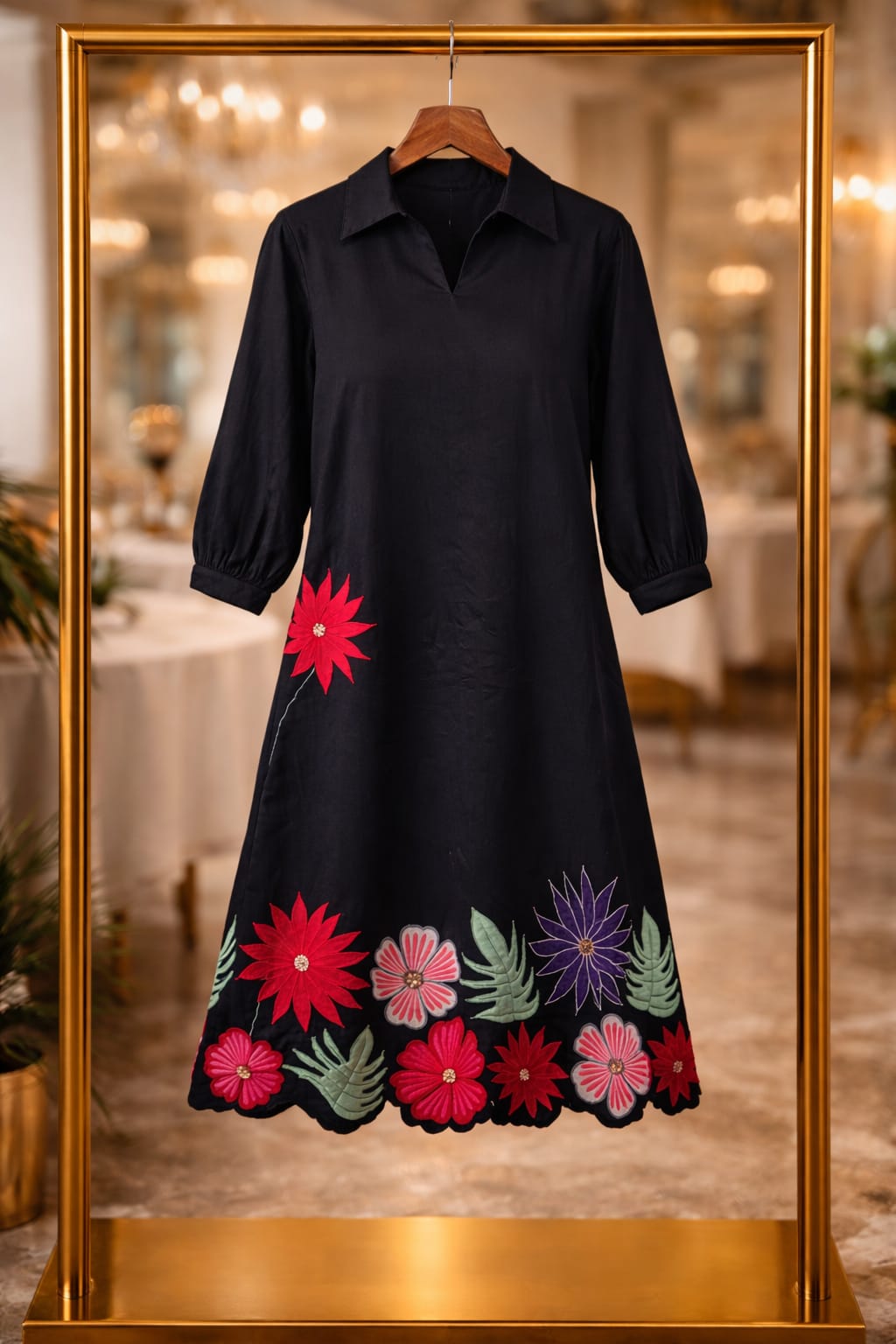 Midnight Bloom Cotton Silk Dress