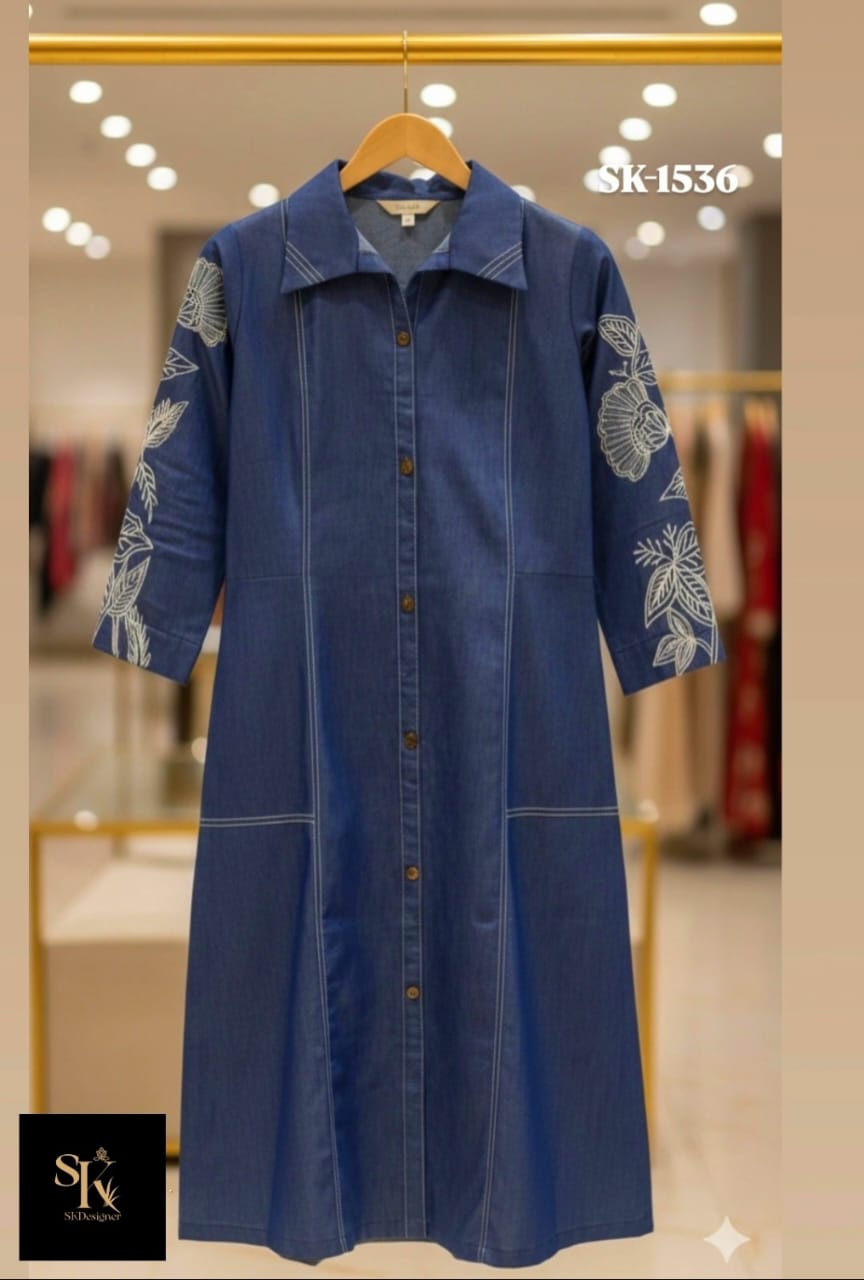 Indigo Charm Denim Midi Dress