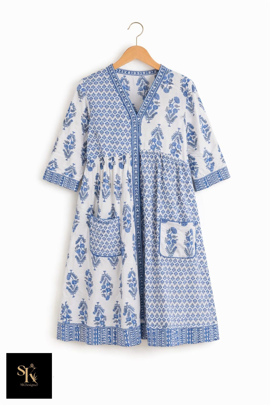 Boho Breeze Block Print Cotton Dress