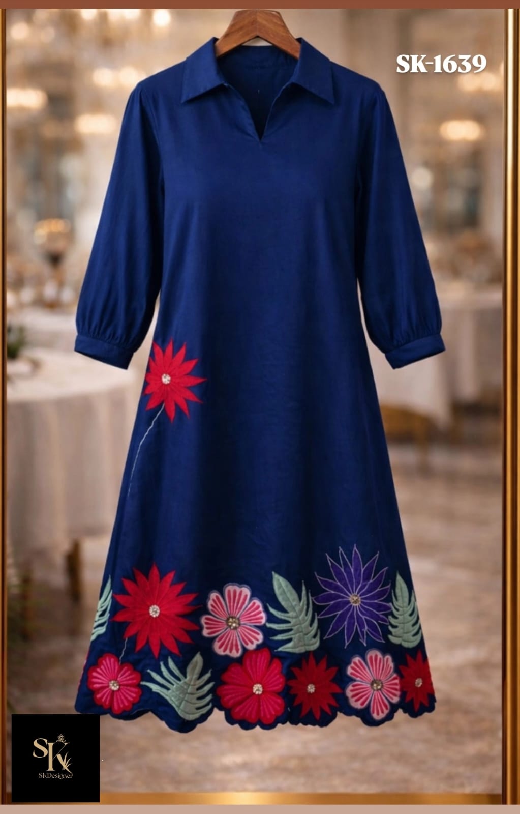 Midnight Bloom Applique Dress