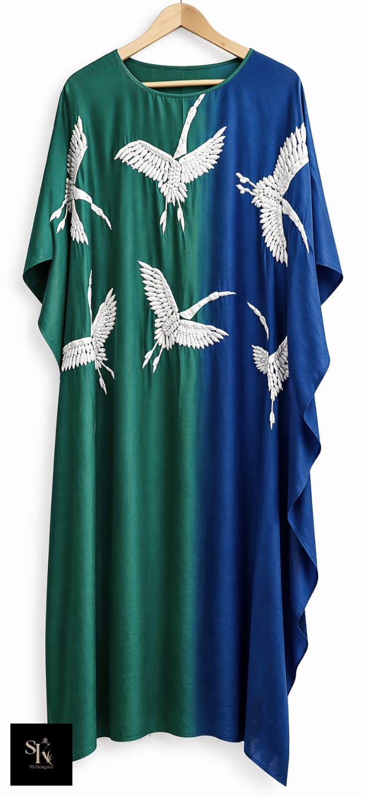 Sunset Aviary Luxe Kaftan Set (Green)