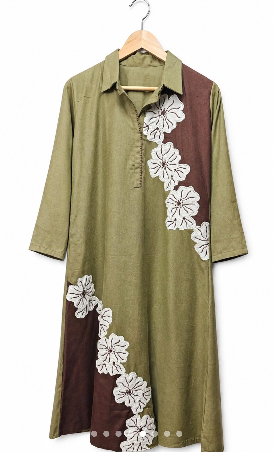 Appliqué Grace Cotton Midi Dress