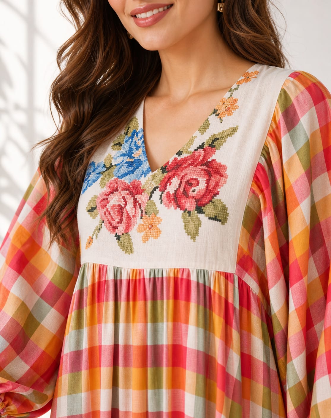 Vibrant Checks Bloom Midi