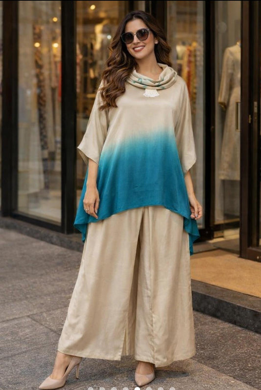 Midnight Luxe Kaftan Co-ord (Blue)