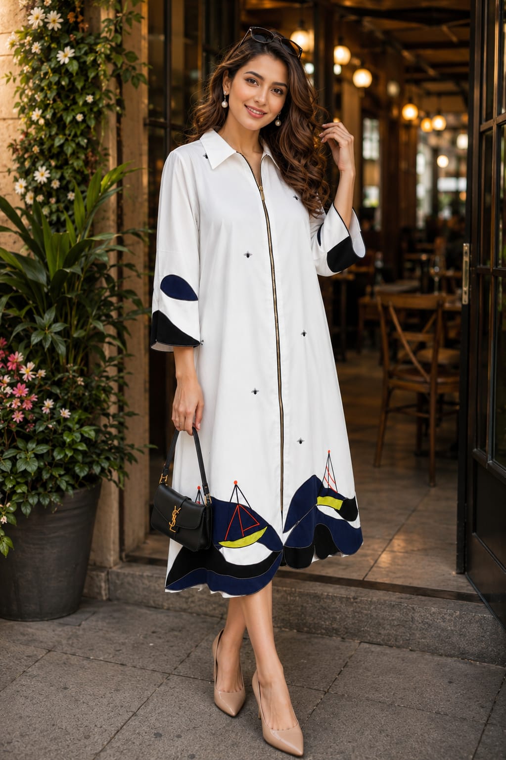 Summer Pearl Appliqué Dress