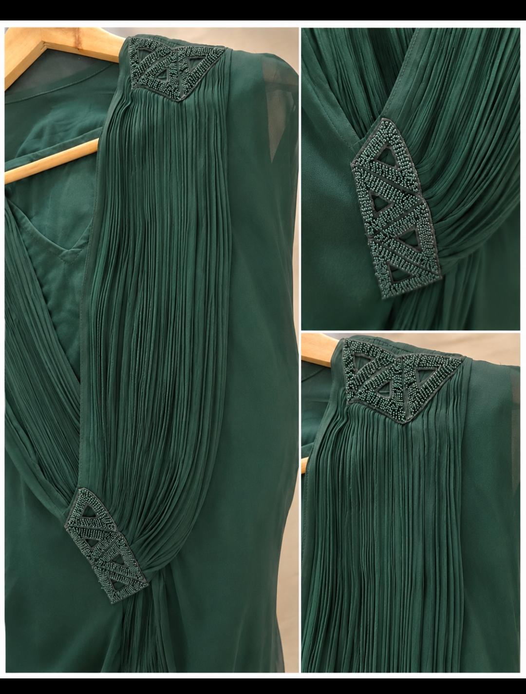 Noor Embellished Kaftan Dress (Green)