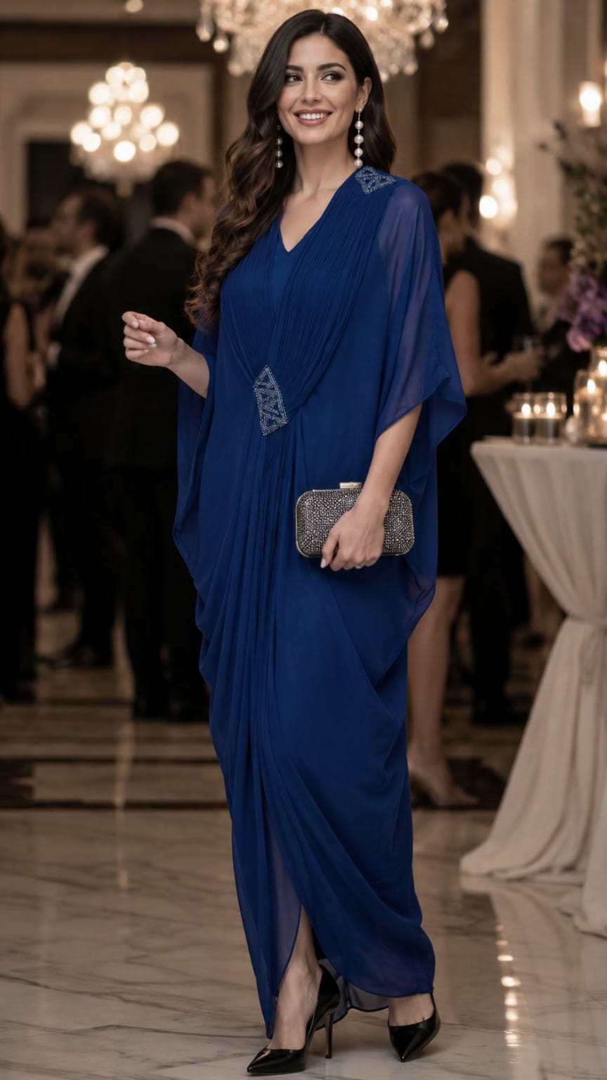 Noor Embellished Kaftan Dress (Blue)