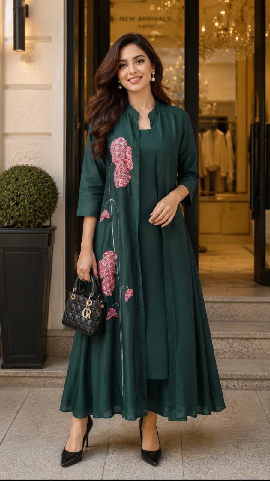 Azure Luxe Layered Dress Set (Green)