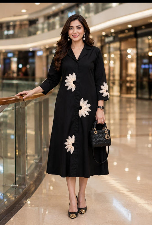 Blossom Elegance Party Dress (Black)