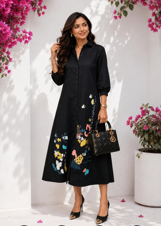 Midnight Pearl Luxe Dress (Black)