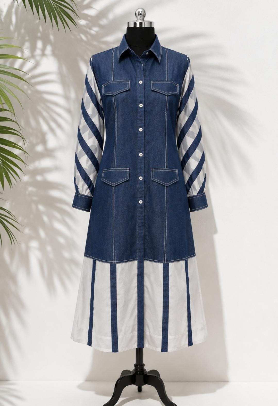 Denim Organza Luxe Dress