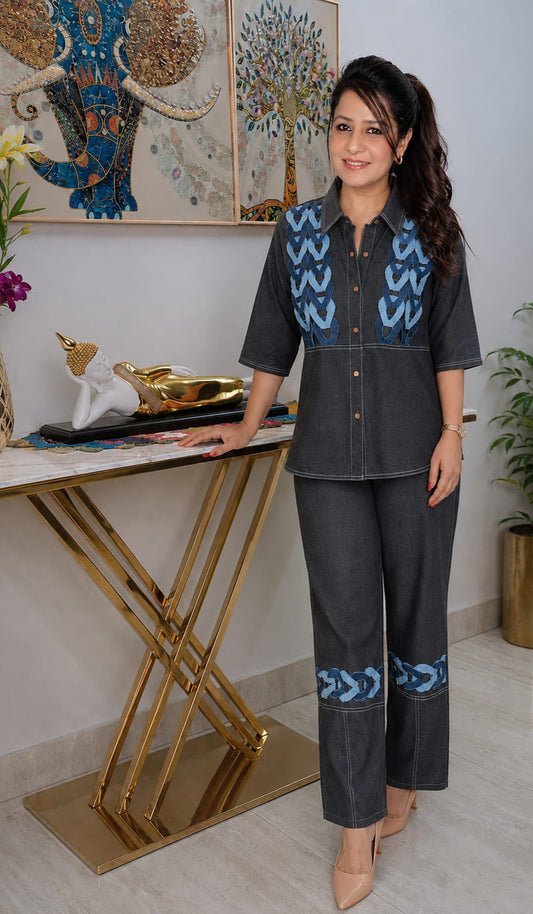 Denim Applique Statement Co-ord Set