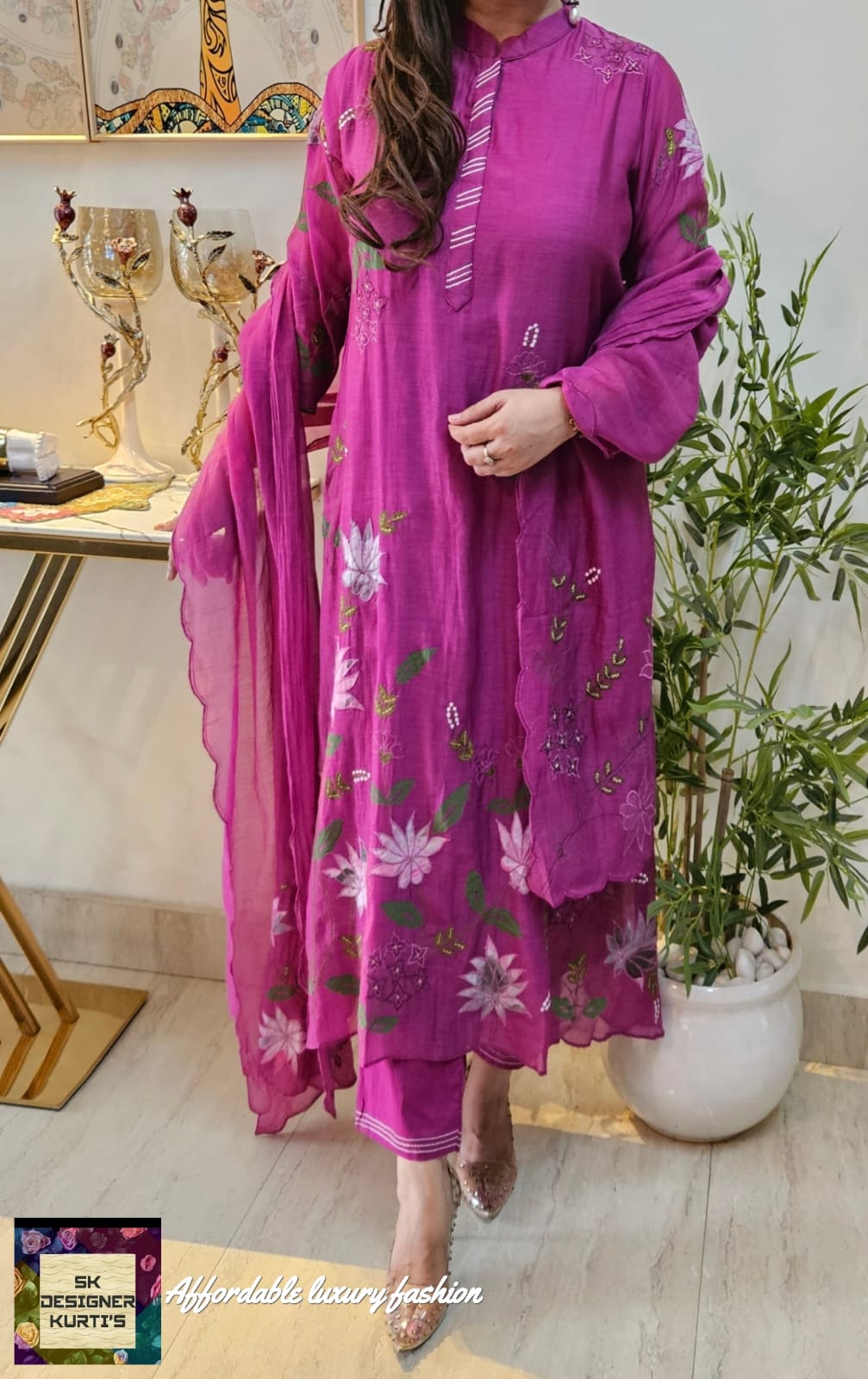 Elegance in Bloom – Mul Chanderi Cutwork Set (Pink)