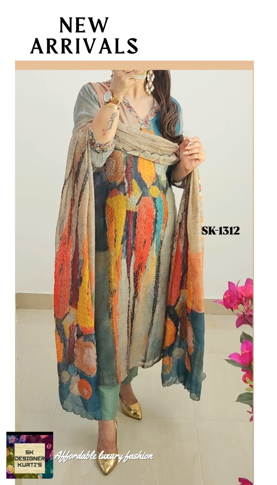 Silken Elegance – Chanderi Threadwork Ensemble