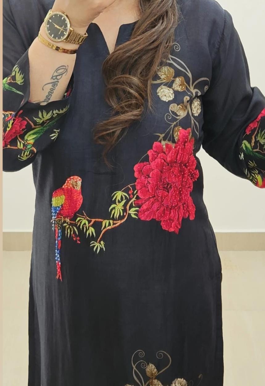 Parrot Paradise Dola Silk Suit Set