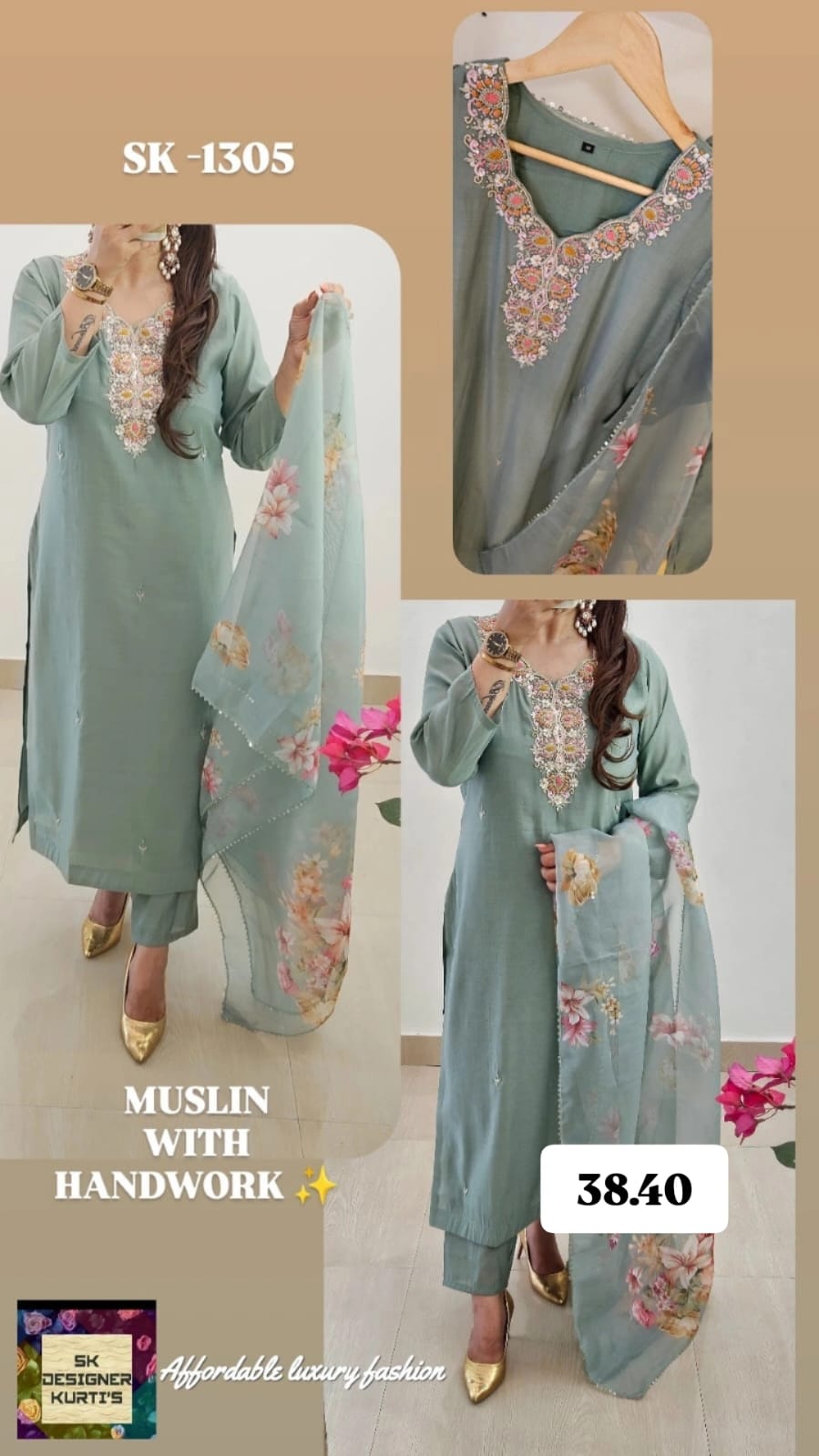 Floral Dream Muslin Kurta Set
