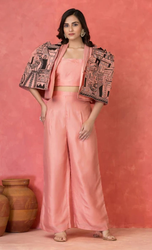 Silk Symphony Cape Co-ord (Peach)