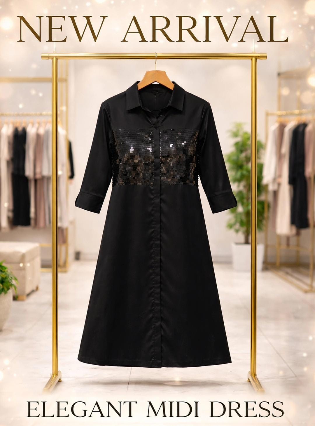 Élan Royale – Cotton Silk Embellished Midi Dress