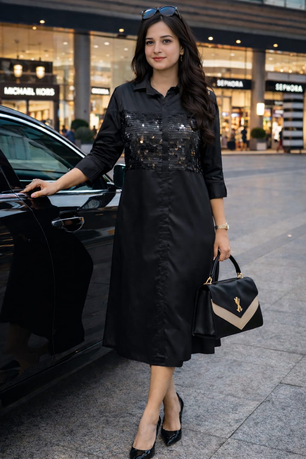 Élan Royale – Cotton Silk Embellished Midi Dress