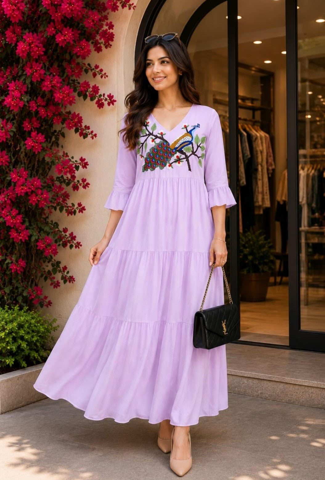Peacock Grace Layered Gown