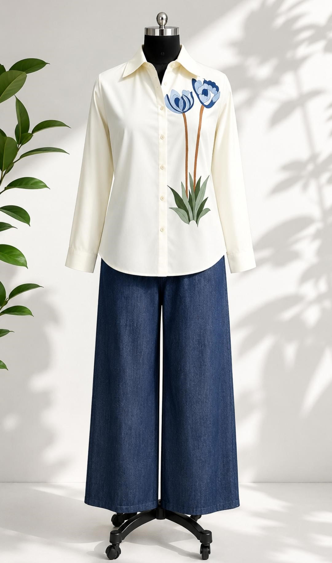 Denim Charm Embroidered Co-ord Set