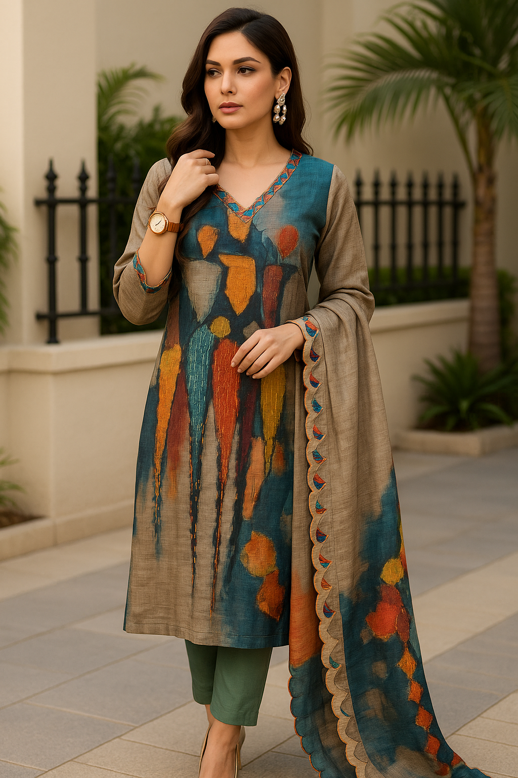 Silken Elegance – Chanderi Threadwork Ensemble