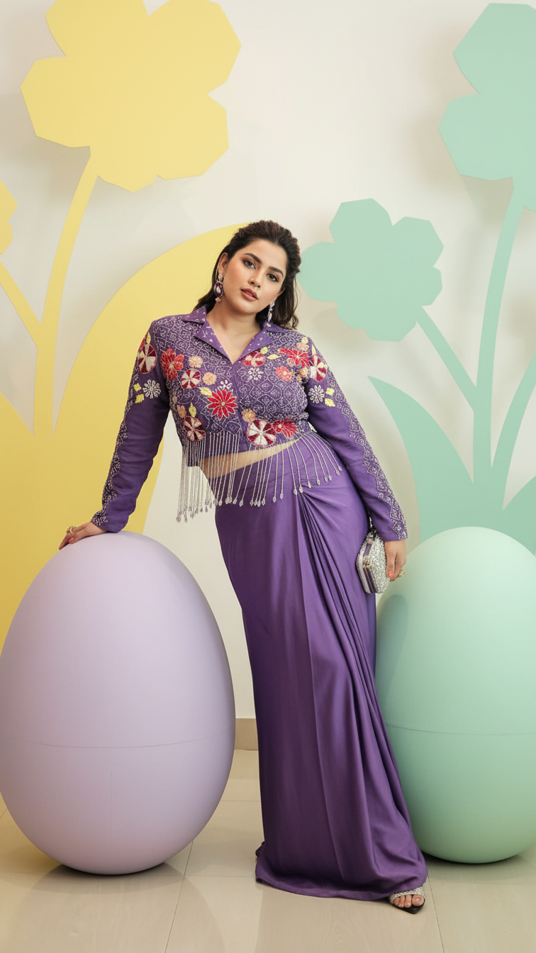 LAVENDER GLAM DRAPE CROP SET