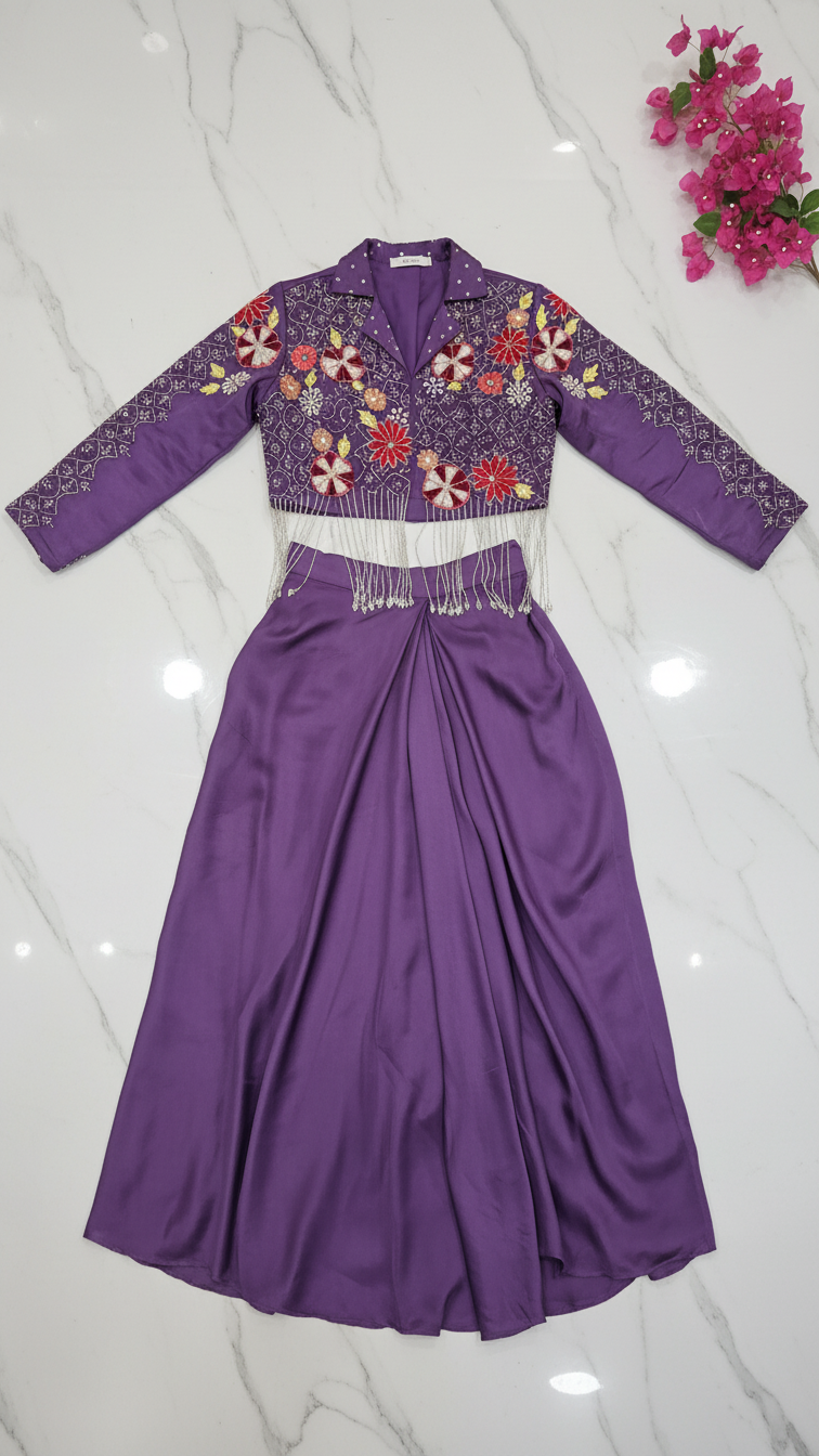 LAVENDER GLAM DRAPE CROP SET