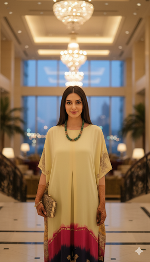 Royal Luxe Kaftan Set (Light Yellow)