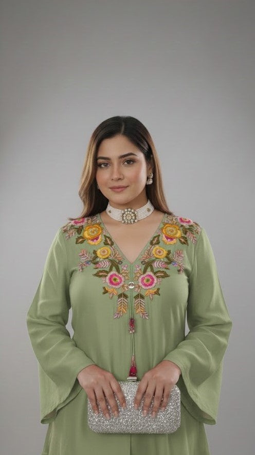 Heritage Floral Luxe Ensemble (Pastel Green)