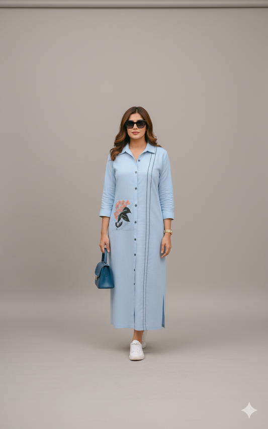 Organic Pocket Charm – Cotton Midi Dress