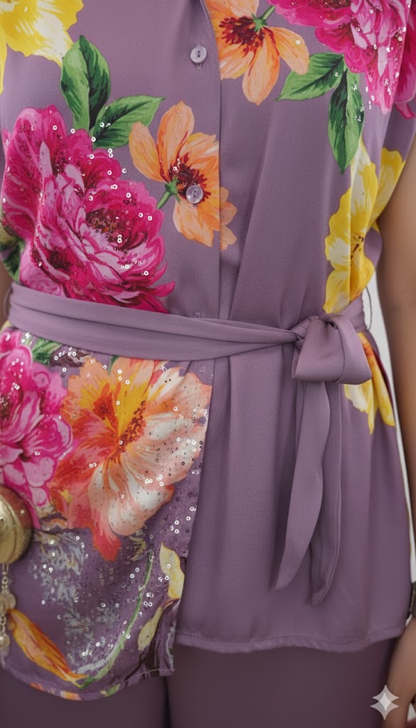 Boutique Luxe Crepe Co-ord Set (Puple)