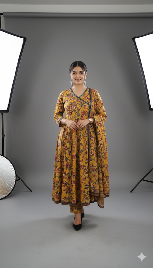 Angrakha Cotton Kurta Set
